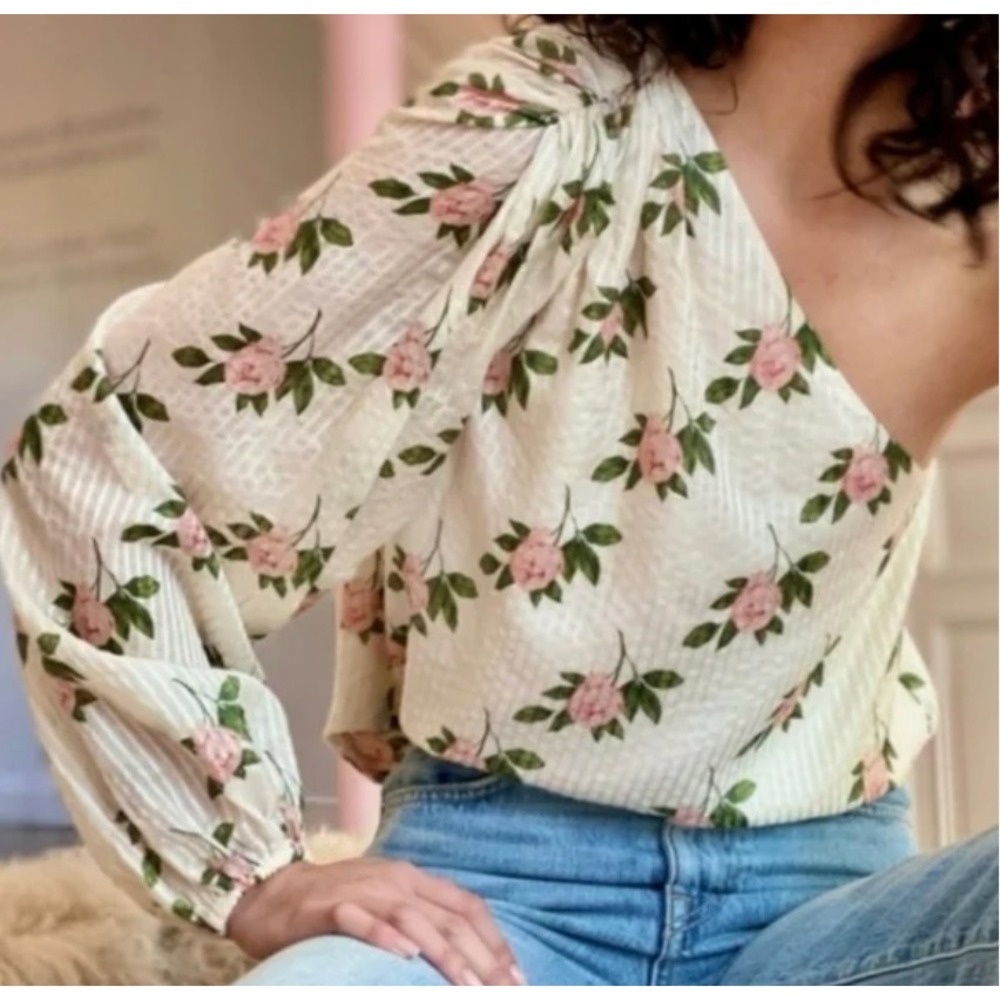 Cami NYC Lenore Top Peony Floral‎ Print Pink Green Silk Blend Size L